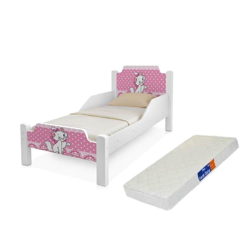 Mini Cama Juvenil Gata Marie com Proteção Lateral acompanha colchão