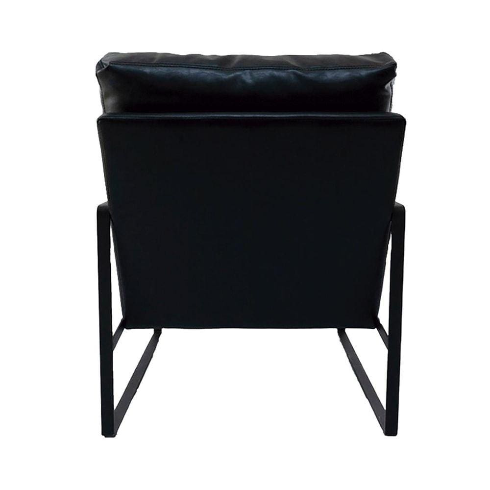 Poltrona Boss Pu Preta Com Base De Ferro