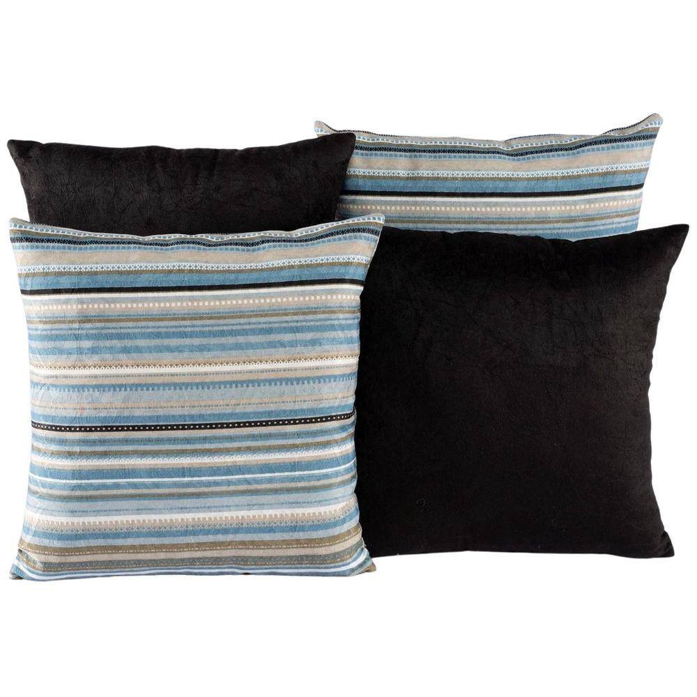 Kit 4 Almofadas Decorativas Para Sofá Preto Com Listrado