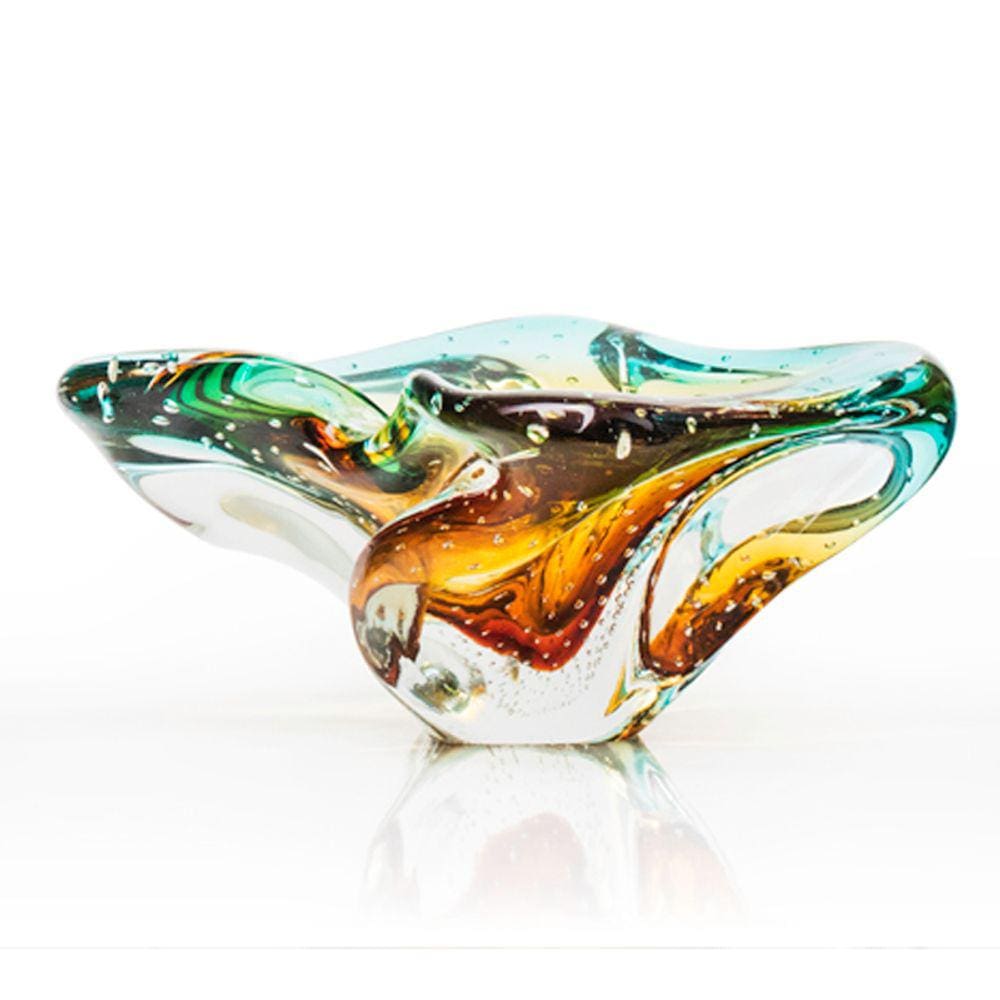 Centro De Mesa Em Cristal Murano Verde E Âmbar São Marcos