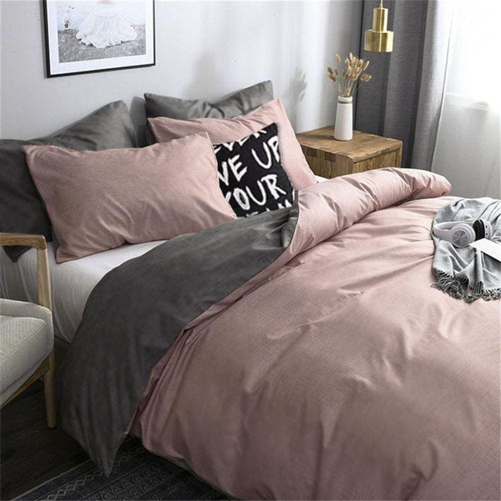 Jogo De Cama King Rosé 6 Peças Com Edredom E Almofada