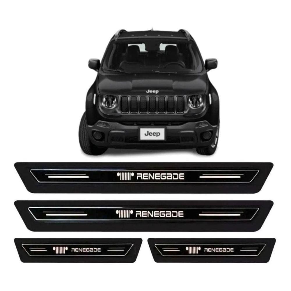 Kit Soleira Resinada Proteção Porta Jeep Renegade - Preto