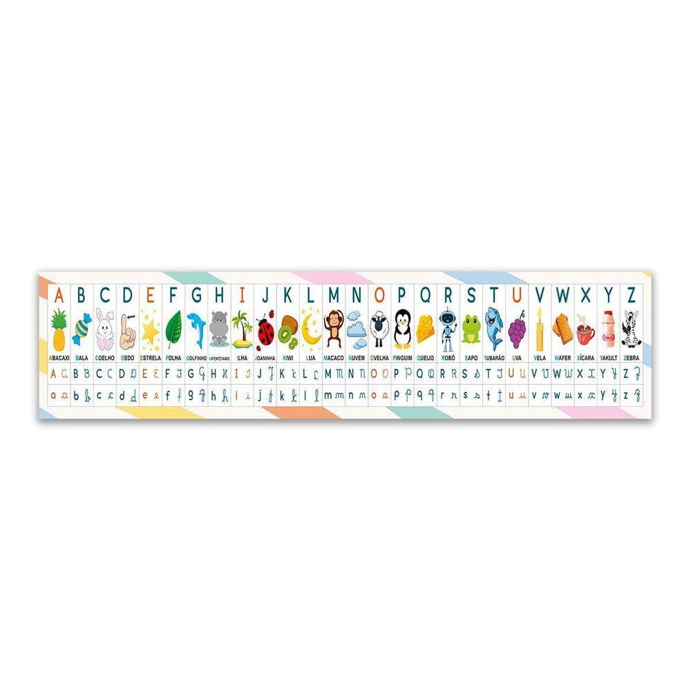 Faixa Escolar Didático Alfabeto E Vogais 4 Letras 250X60Cm