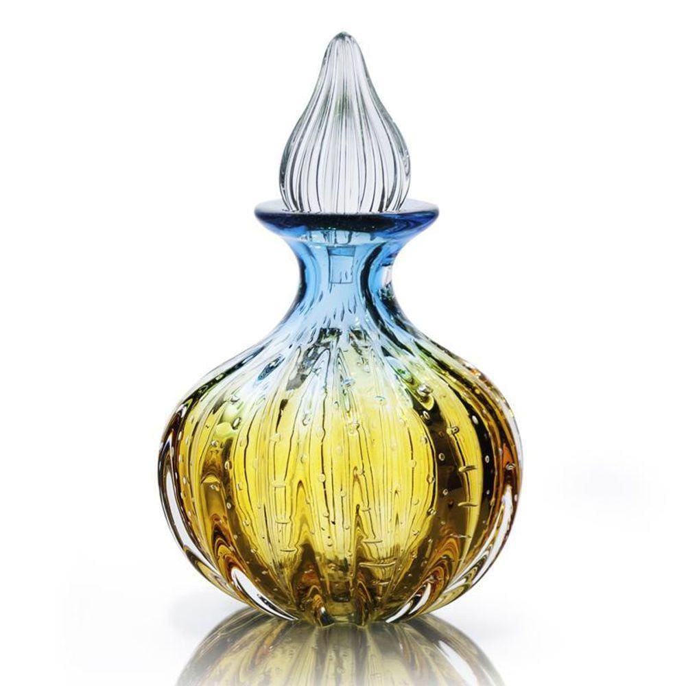 Garrafa Em Cristal Murano Azul E Âmbar São Marcos 30Cm