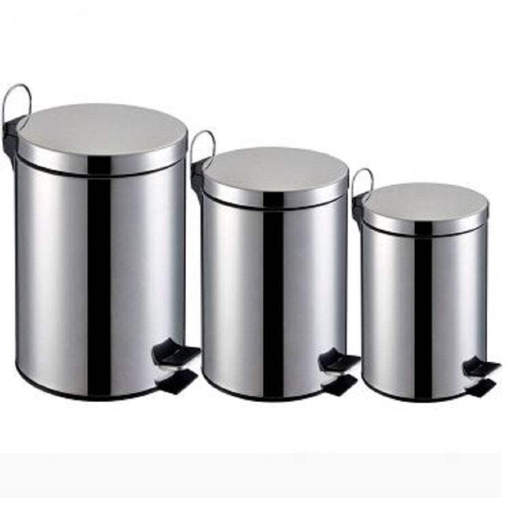 Kit Lixeira de Inox 12 Litros, 5 Litros, 3 Litros com Pedal