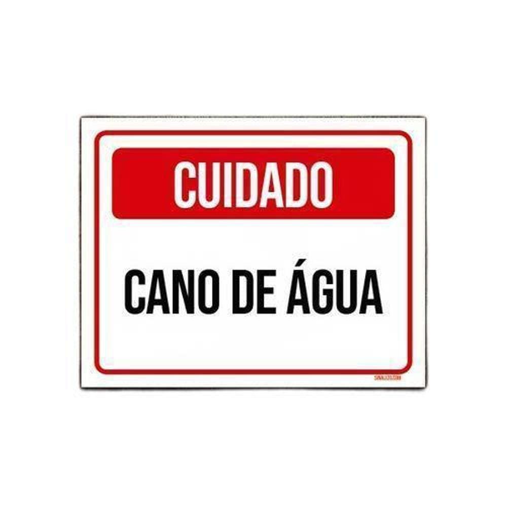 Kit 5 Placas Sinalização Cuidado Cano De Água
