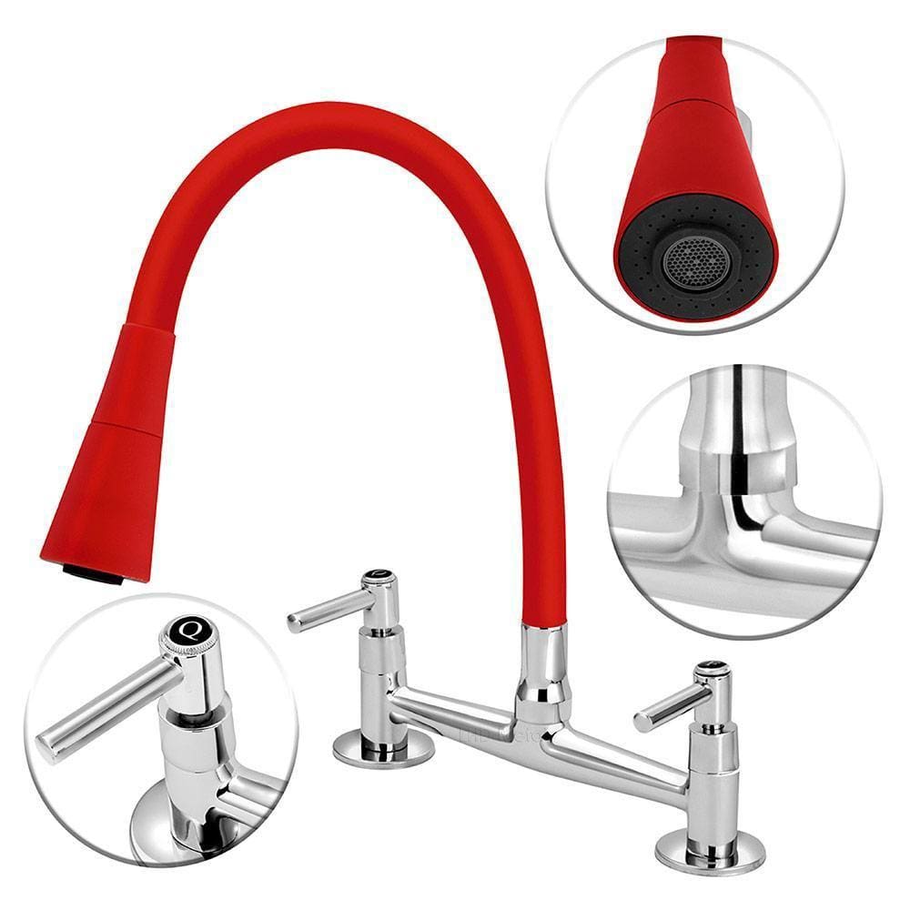 Torneira Misturador Cozinha De Mesa Gourmet Duplo Jato 1/4V.