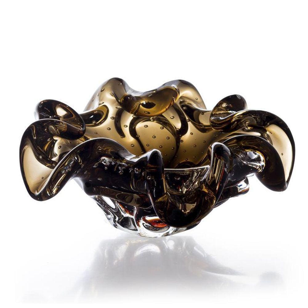 Centro De Mesa Em Cristal Murano Marrom - São Marcos 14Cm