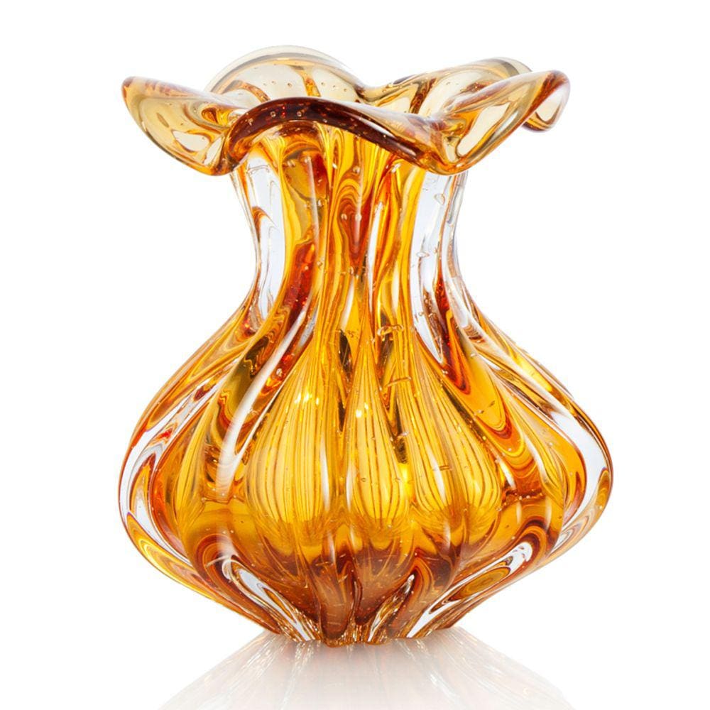 Vaso Trouxinha Em Cristal Murano Âmbar São Marcos