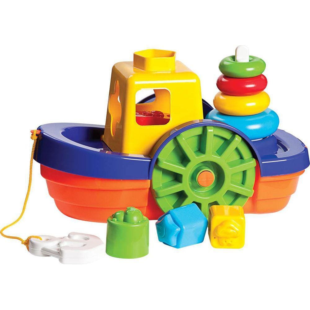 Kit De Brinquedos Educativos Barco + Tucano + Bola