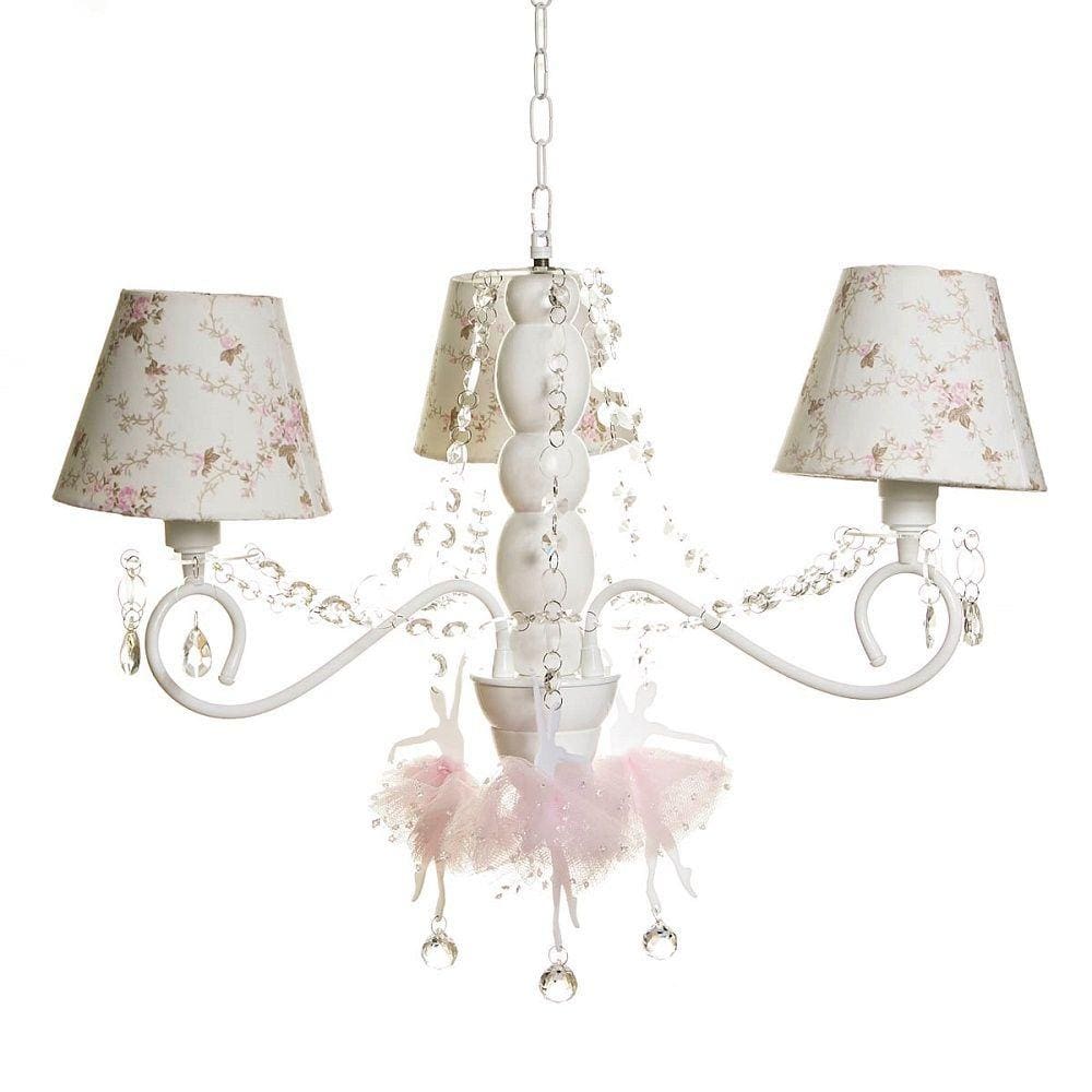 Lustre 3L Haste Madeira Bailarinas Rosa Quarto Bebê Infantil