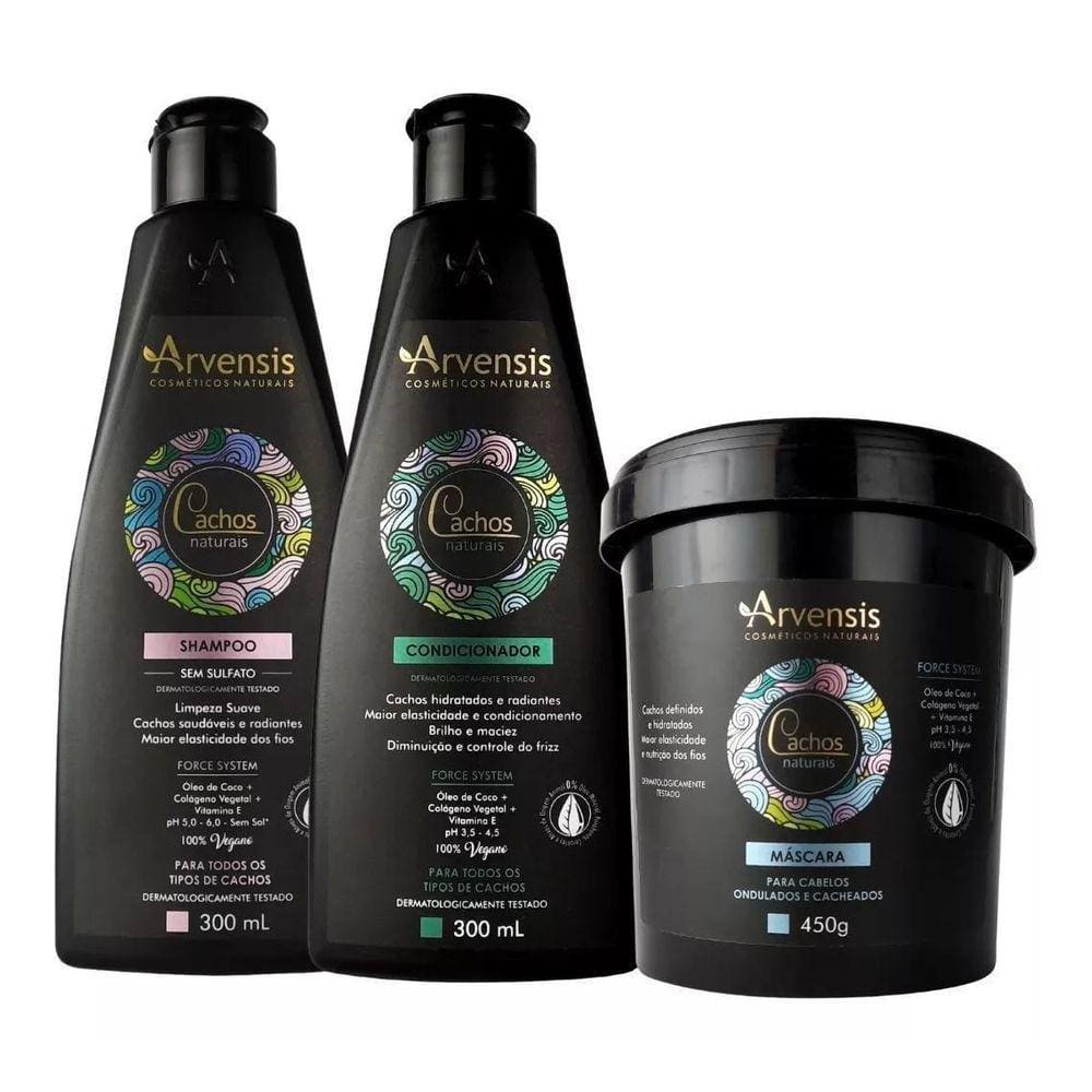 Kit Cachos Arvensis Shampoo + Condicionador + Mascara 450G