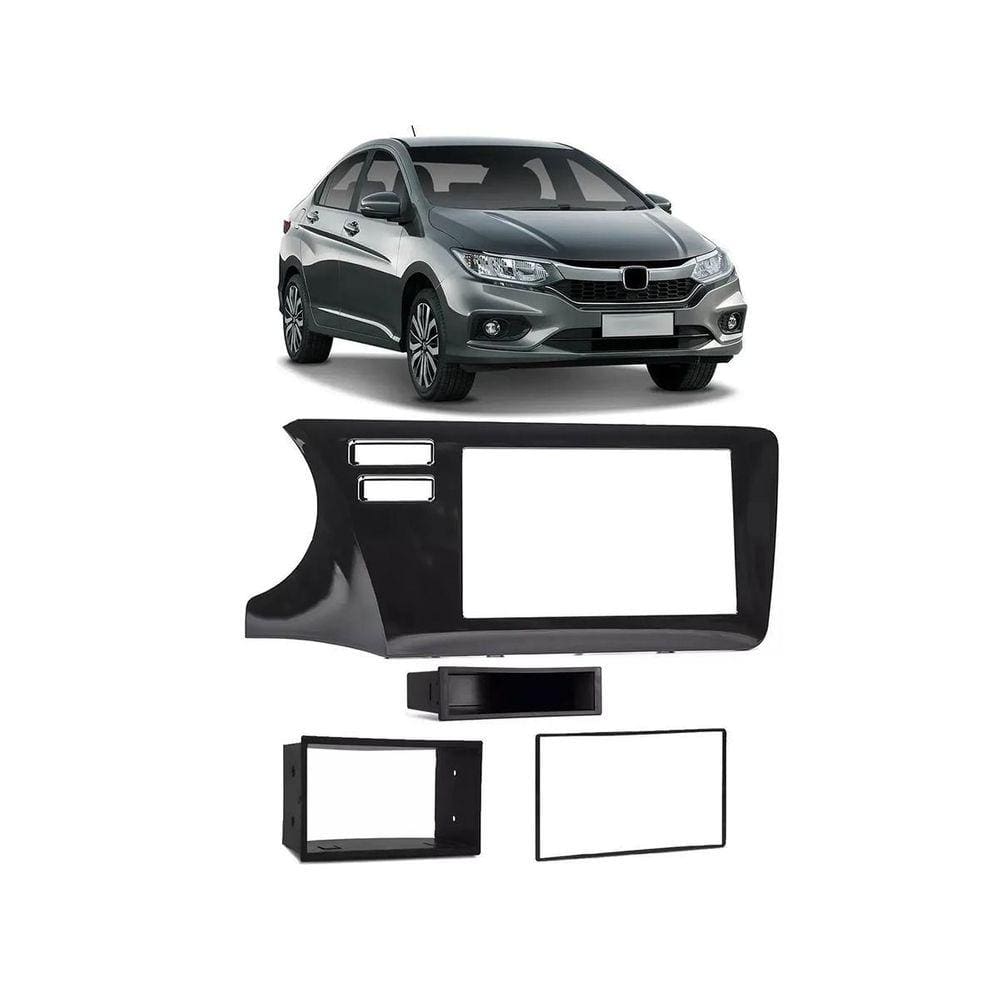 Moldura Painel 2 Din Honda City 2015 À 2019 Black Piano