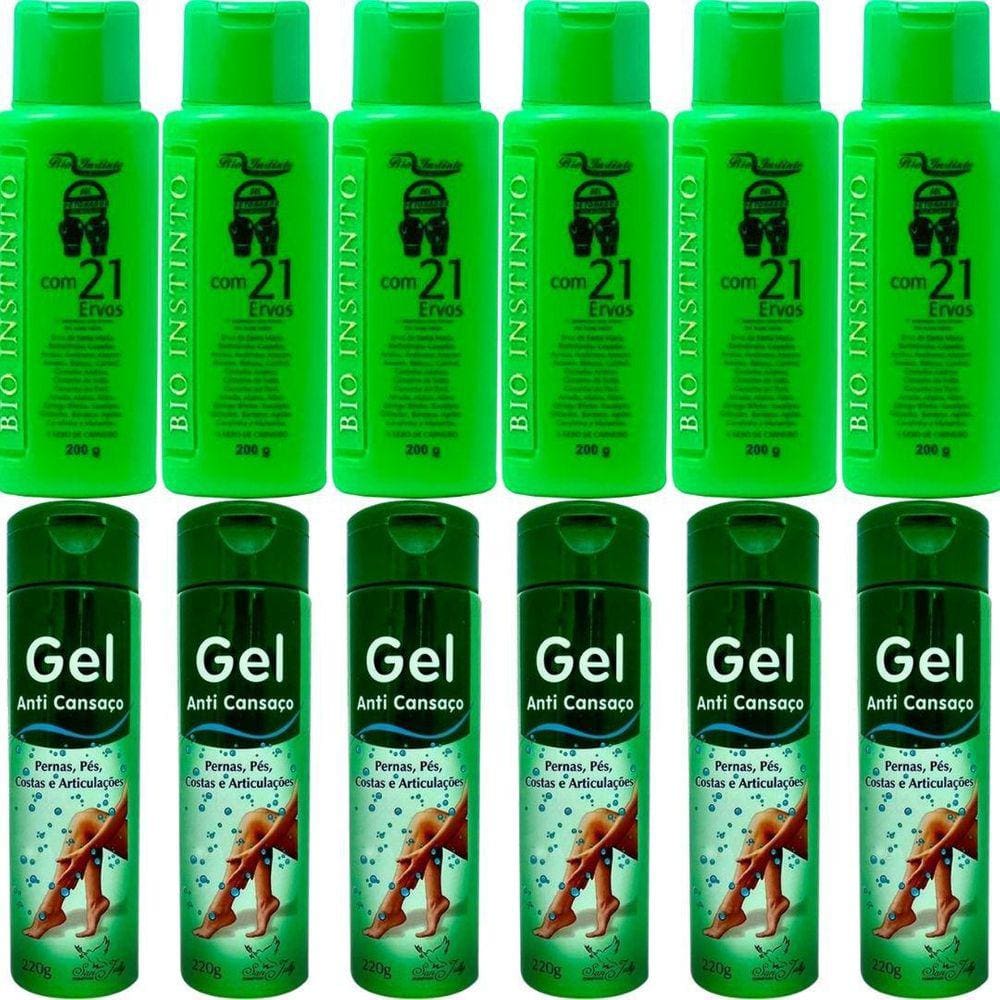 Atacado 6 Gel Detonador Com 21 Ervas + 6 Gel Anti Cansaço