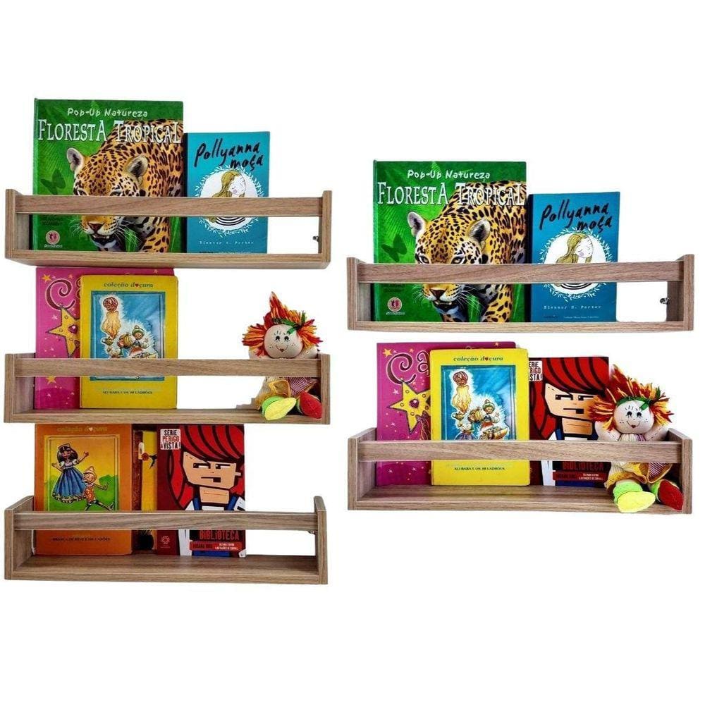 Combo 5 Prateleiras Livros Brinquedos Infantis Estante