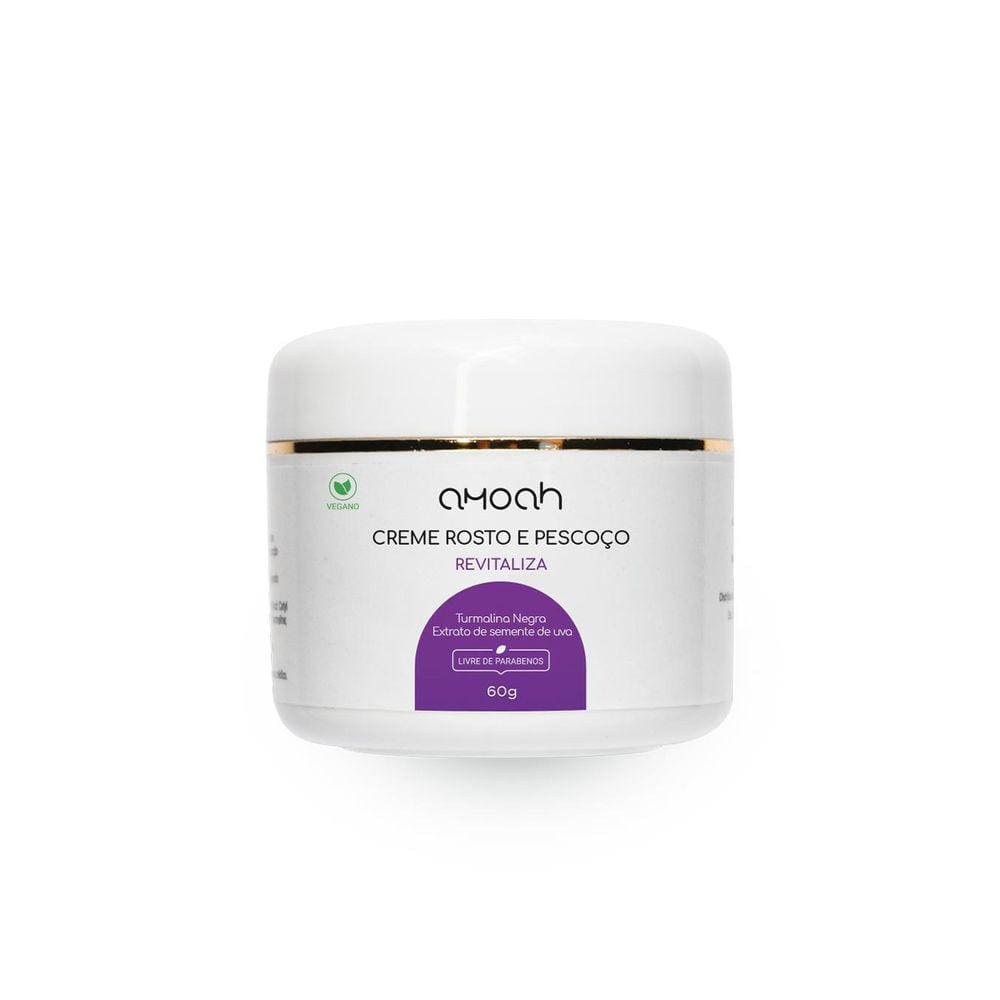 Creme Rosto E Pescoço Com Turmalina Negra Vegano 60G Amoah