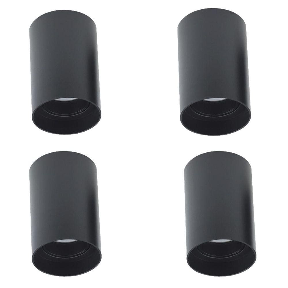 Kit 4 Spot Sobrepor Redondo Preto Direcionavel Closet