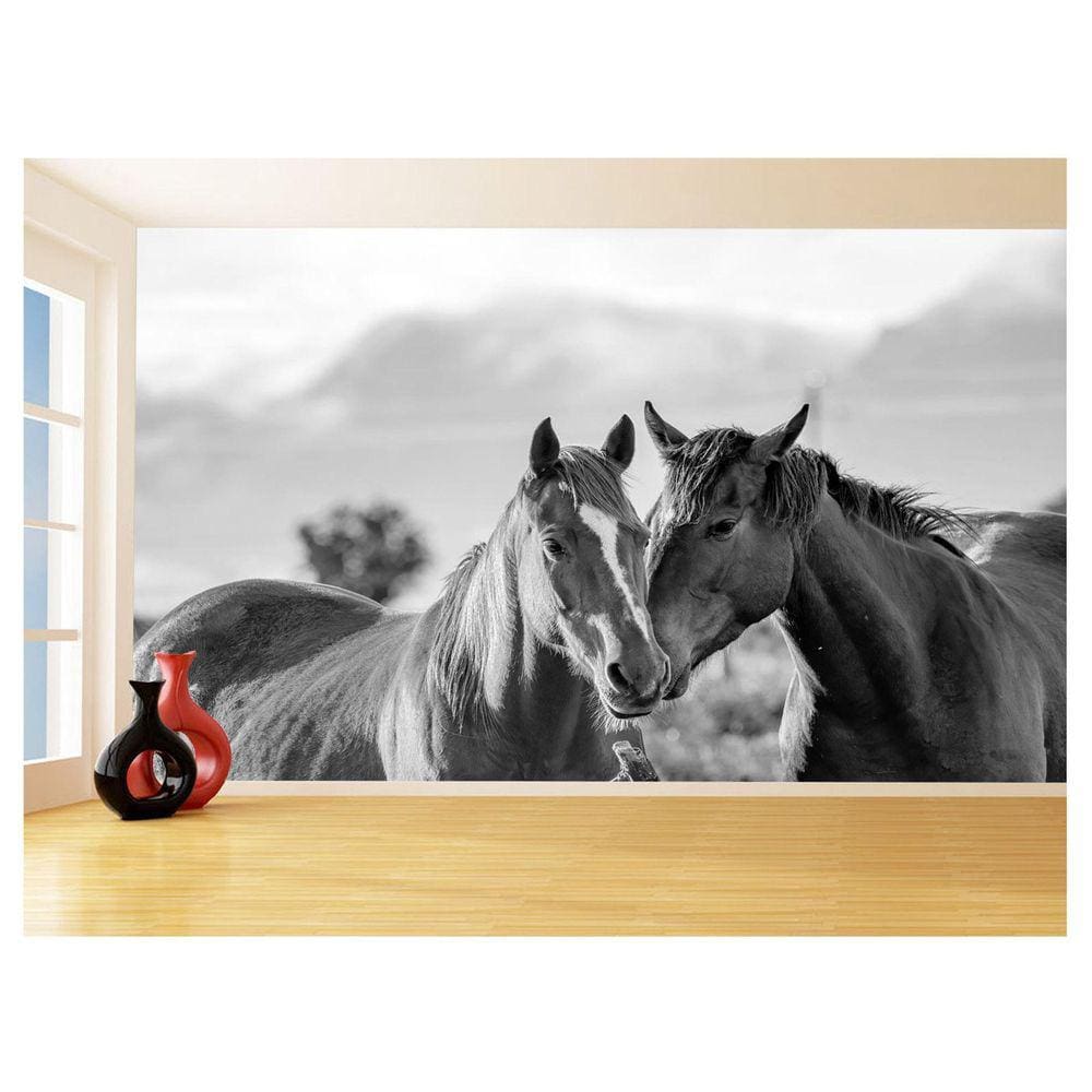 Papel De Parede Animais Casal Cavalos Fazenda 3,5M Anm332