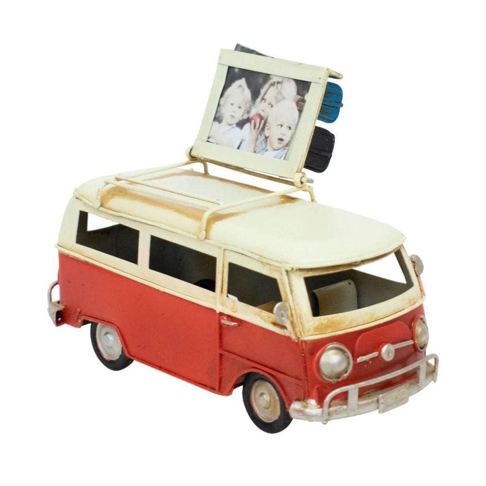 Kombi Vermelho Porta Retrato 11X16.5X7Cm Estilo Retrô