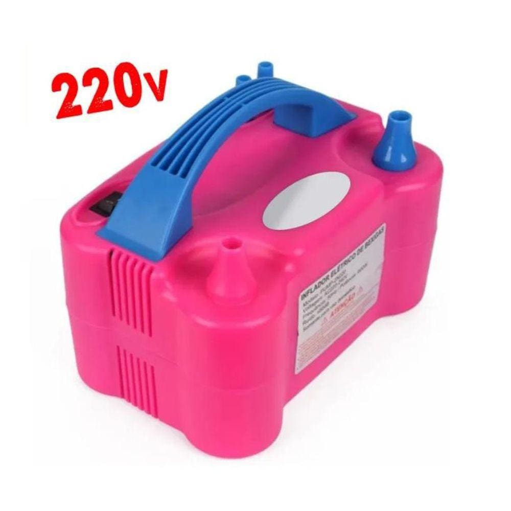 Inflador Compressor De Baloes 2 Bicos Rosa 220