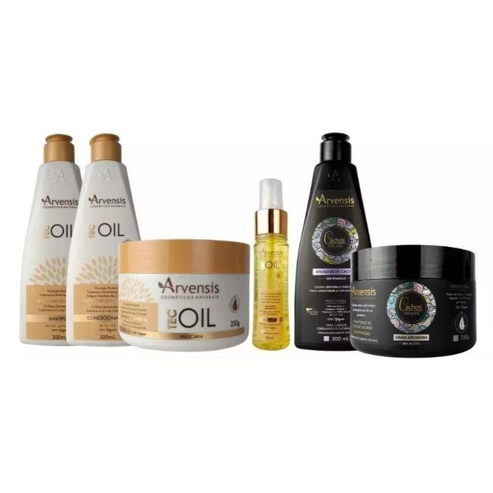 Kit Arvensis Tec Oil 4 Itens + Cachos Ativador E Geleia Alta