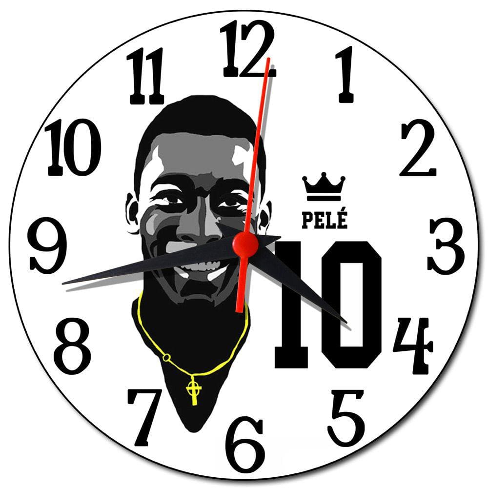 Relógio de Parede Pelé Decoração Jogadores de Futebol