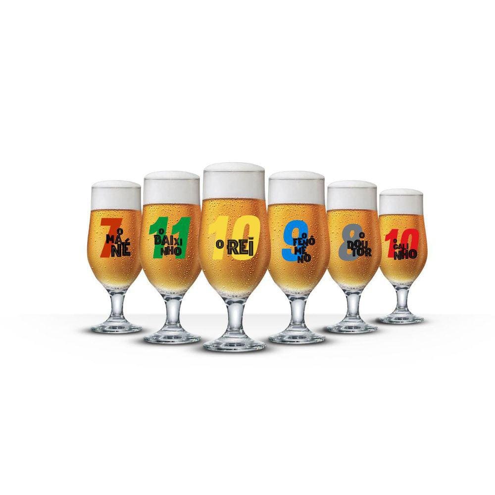 Taças De Cervejas Temáticas - Craques 340Ml - 6 Unidades