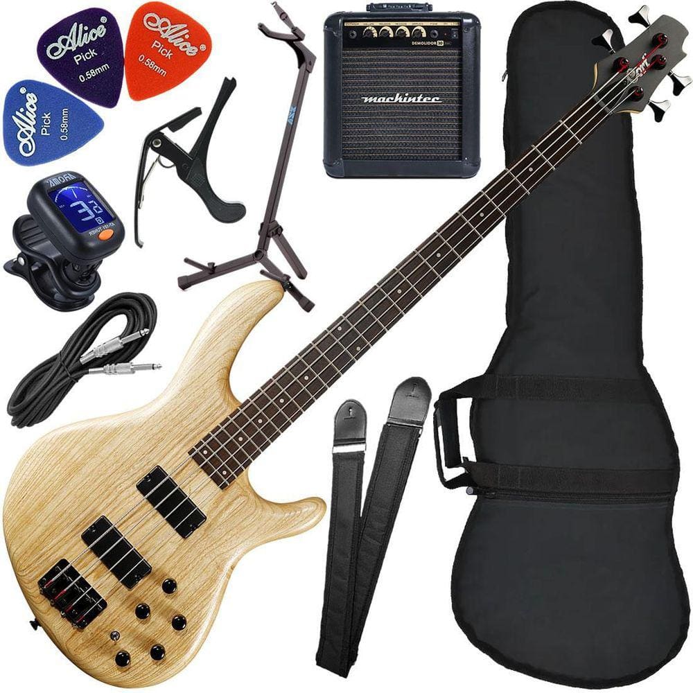 Kit Baixo Cort Action Dlx Ash Opn 4 Cordas Bass Ativo Bx03