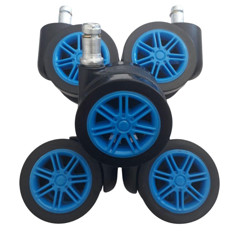 Rodizio Para Cadeira Gamer Azul Roda De Poliuretano Kit S55
