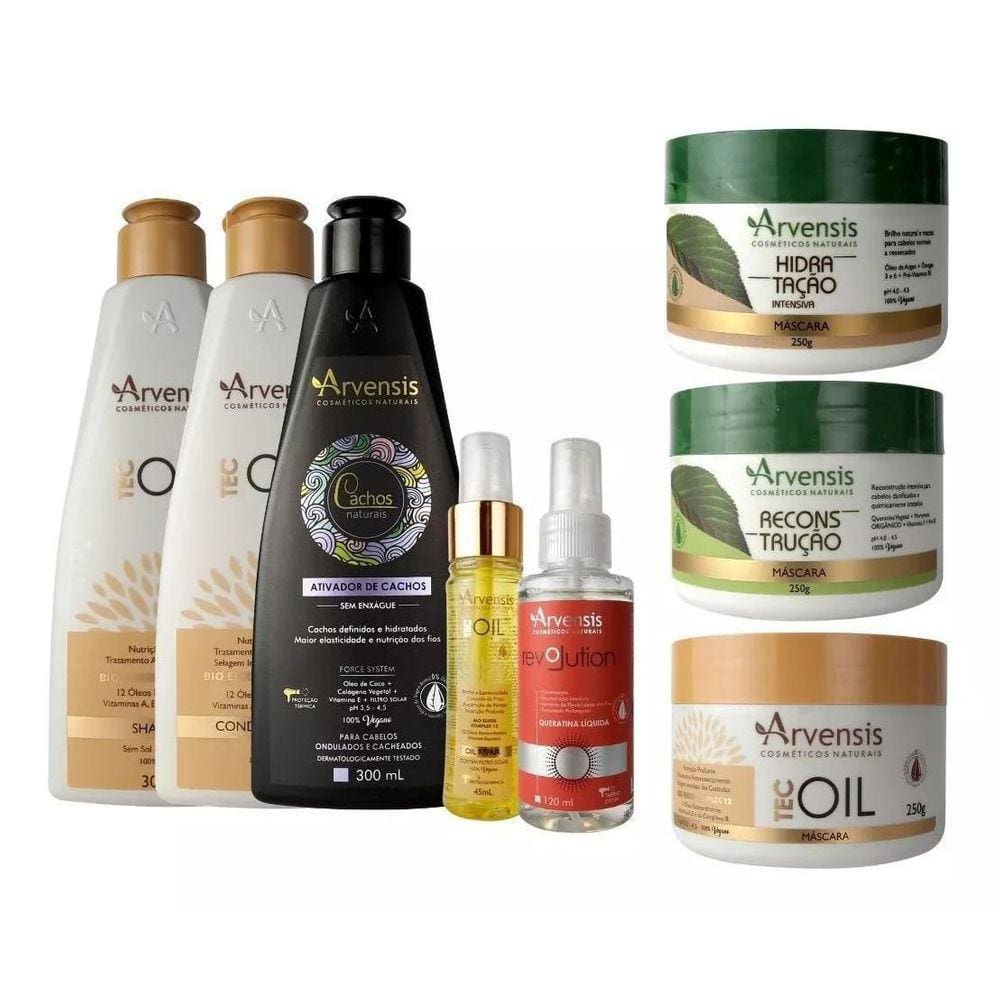 Kit Arvensis 8 Itens Tec Oil Cachos Naturais Revolution