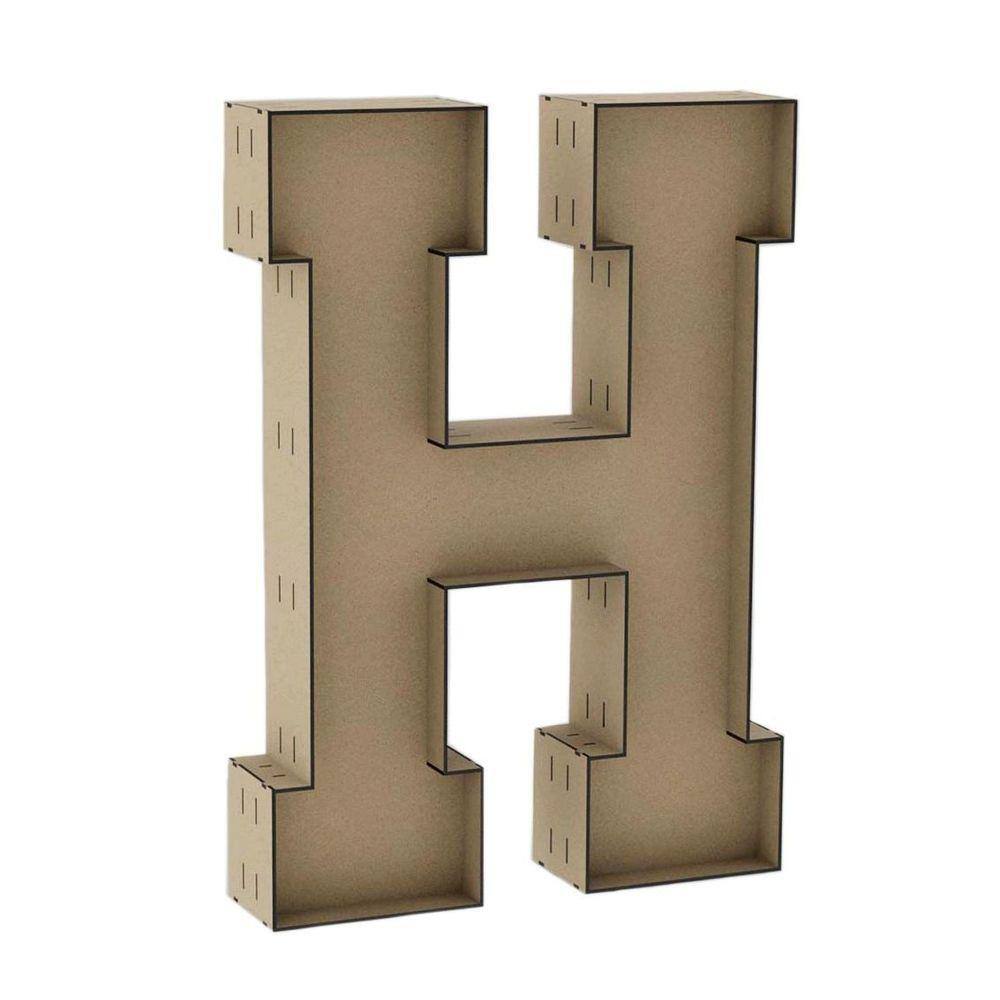 Letra Caixa Grande H Mdf 90Cm De Altura Decoração Festa
