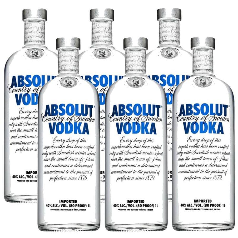 Vodka Absolut Natural 1 Lt 06 Unidades