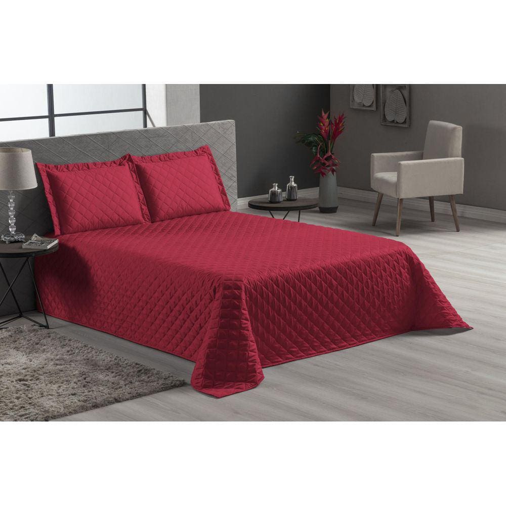 Jogo De Cama Queen Cobre Leito 4 Peças Vermelho