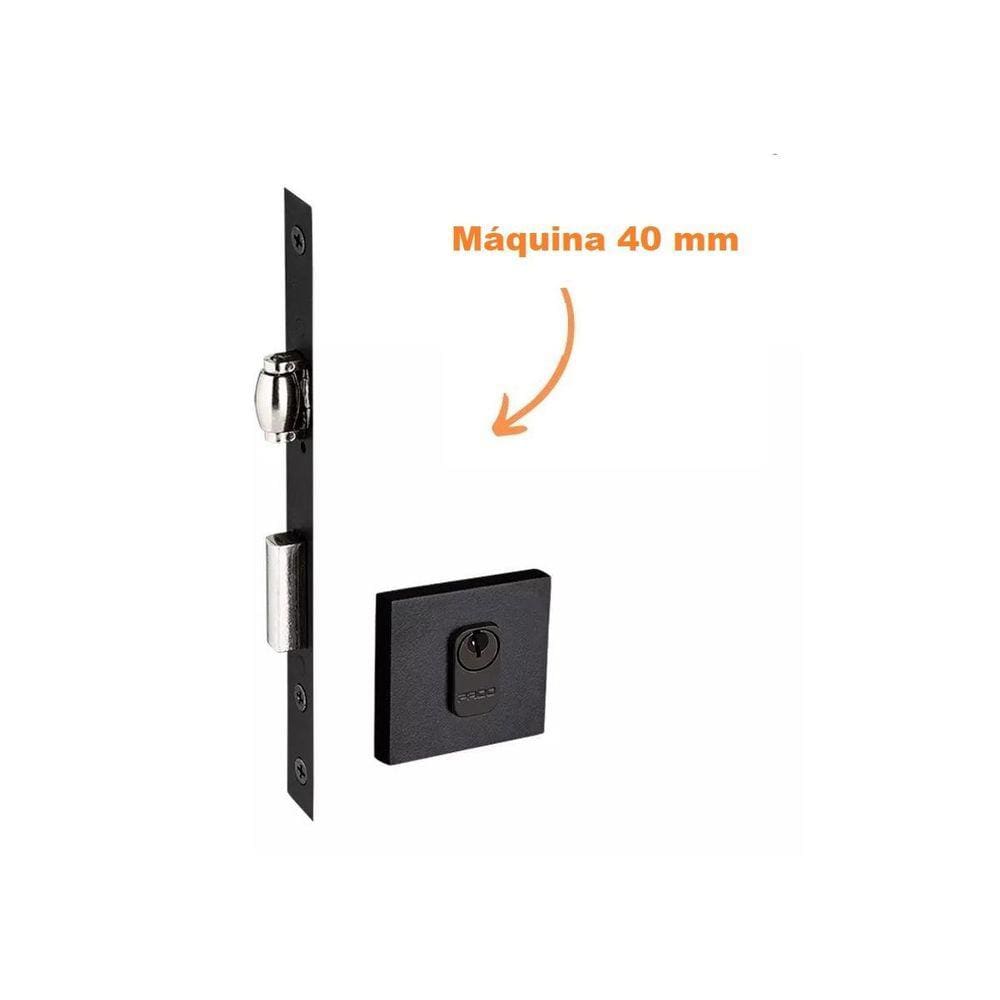Fechadura Rolete Porta Pivotante Pado Preta Preto Máquina 40