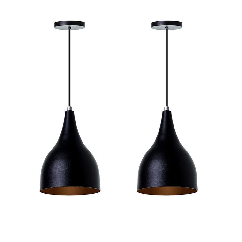 Kit 2 Lustre Pendente Gota Preto Alumínio Decorações