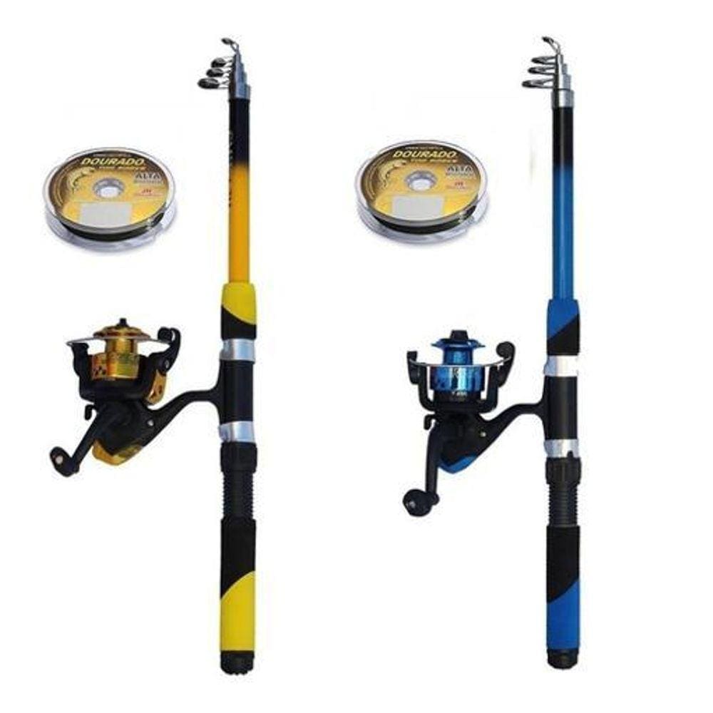 Kit 2 Molinete + 2 Vara De Pesca Ultra Light