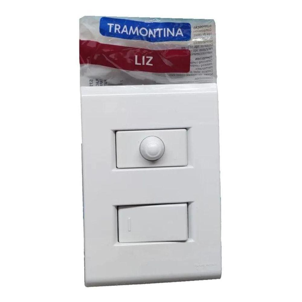 Conjunto Interruptor Simples Variador Dimmer Tramontina Liz
