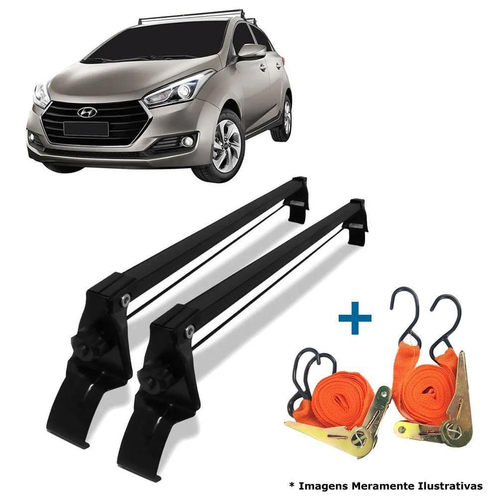 Rack De Teto Hb20 Hatch 2012 Até 2019 + 2 Cintas Catraca
