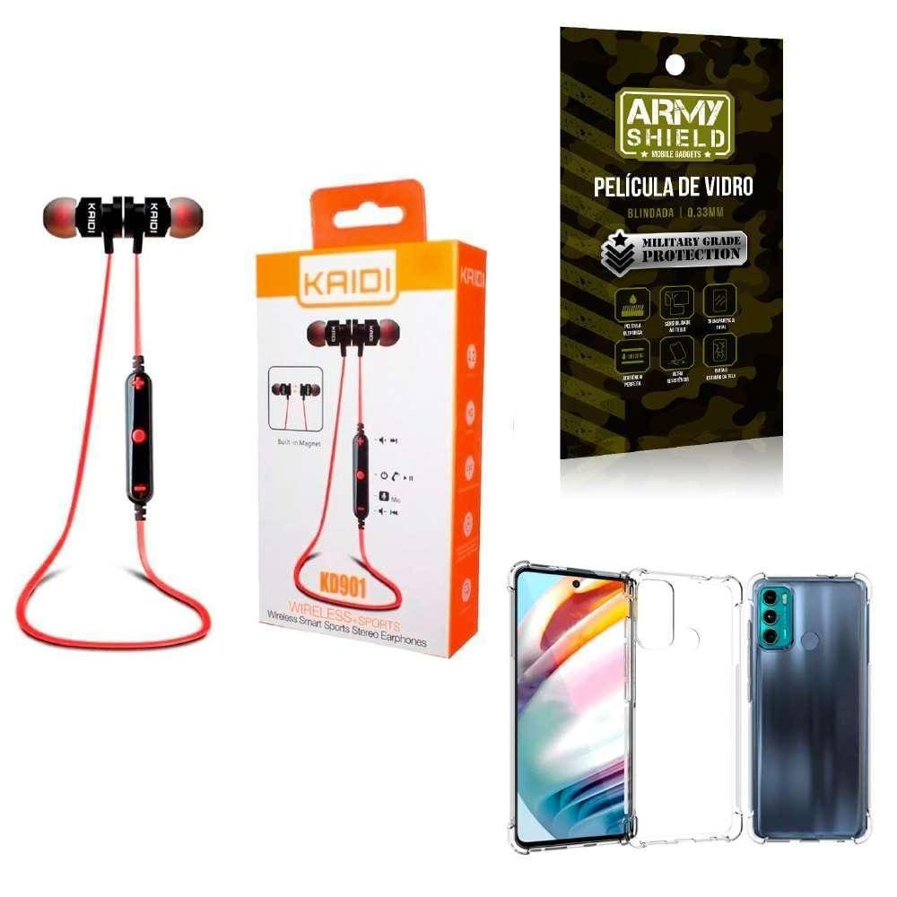 Kit Capa Motorola G60 + Fone Esportivo E Película De Vidro