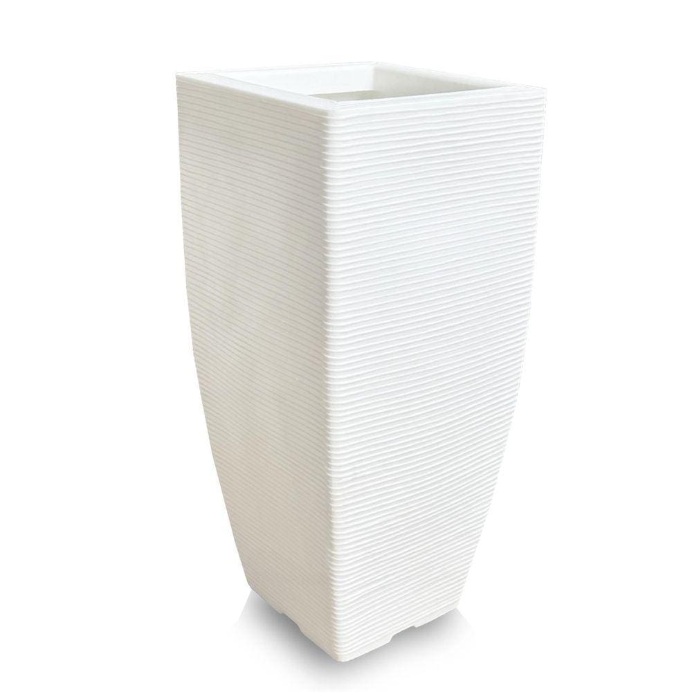 Vaso De Planta Quadrado Alto Em Polietileno 90X40 Cm Branco