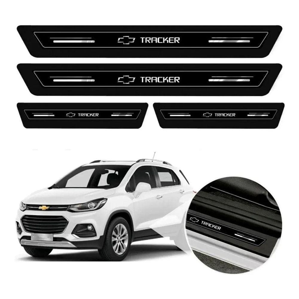 Kit Soleira Resinada Proteção Porta Chevrolet Tracker Preto