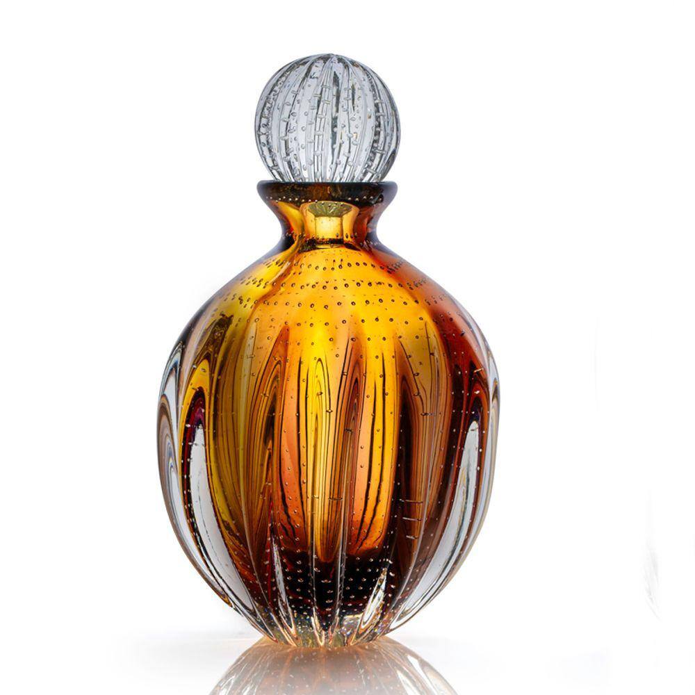 Garrafa Em Cristal Murano Âmbar E Lilás São Marcos