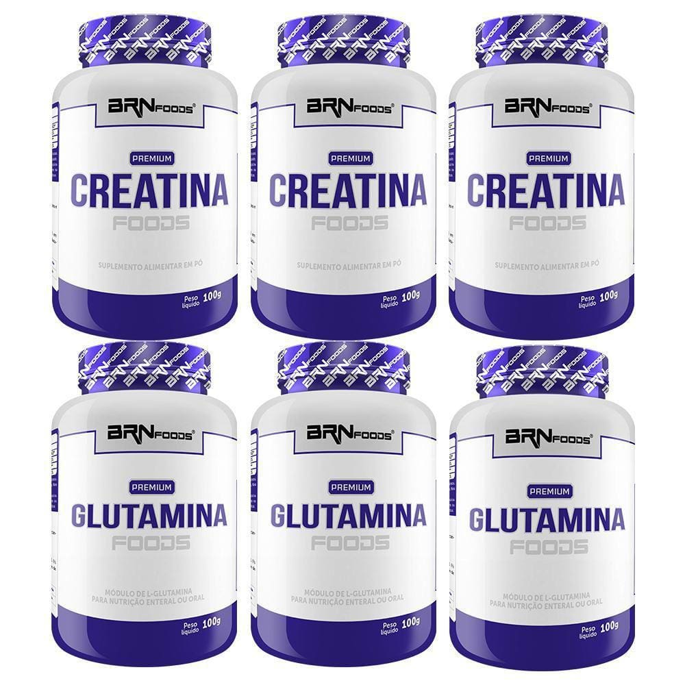 Kit 3X Premium Creatina 100G + 3X Premium Glutamina 100G