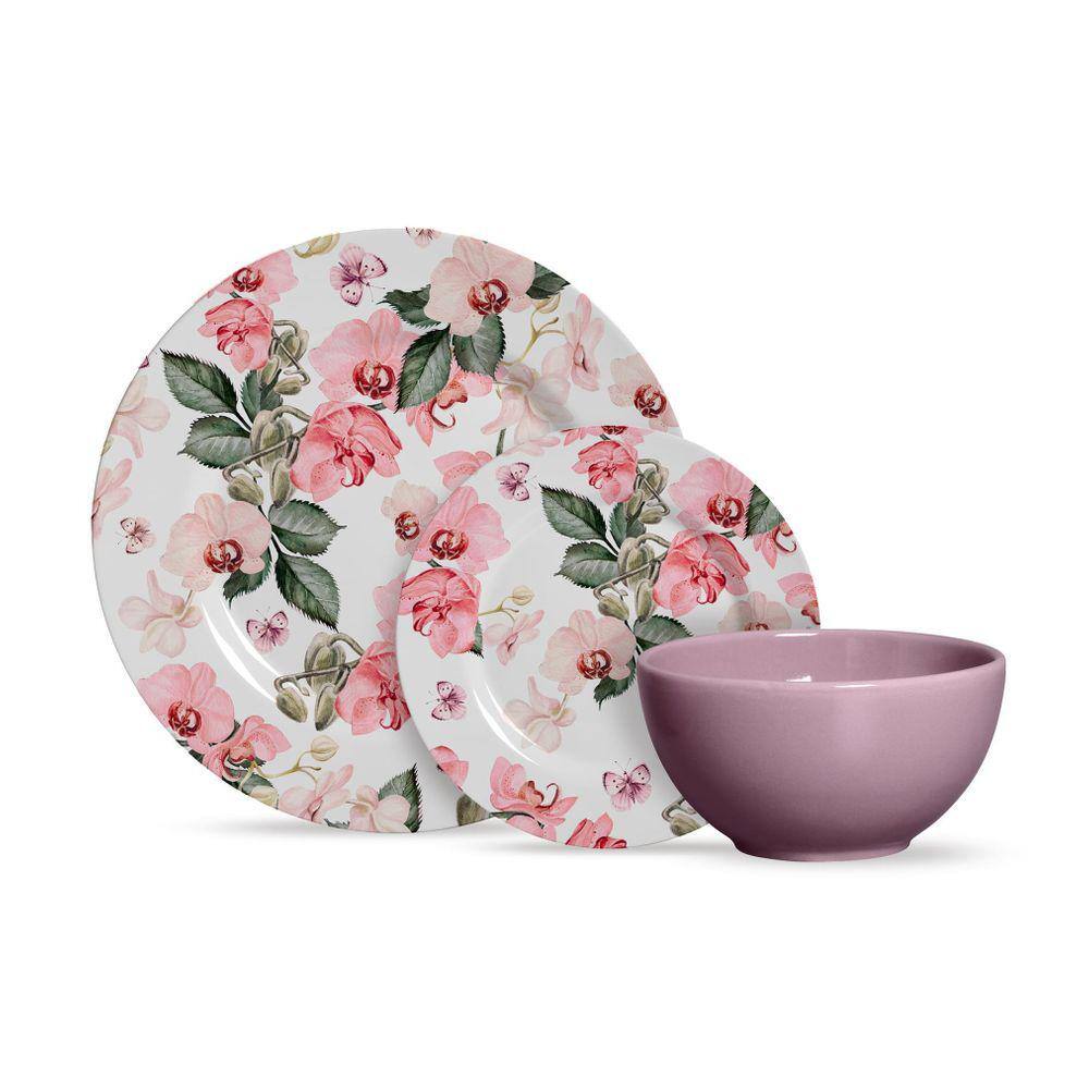 Aparelho De Jantar 12 Pçs Com Bowl- Malva Encanto