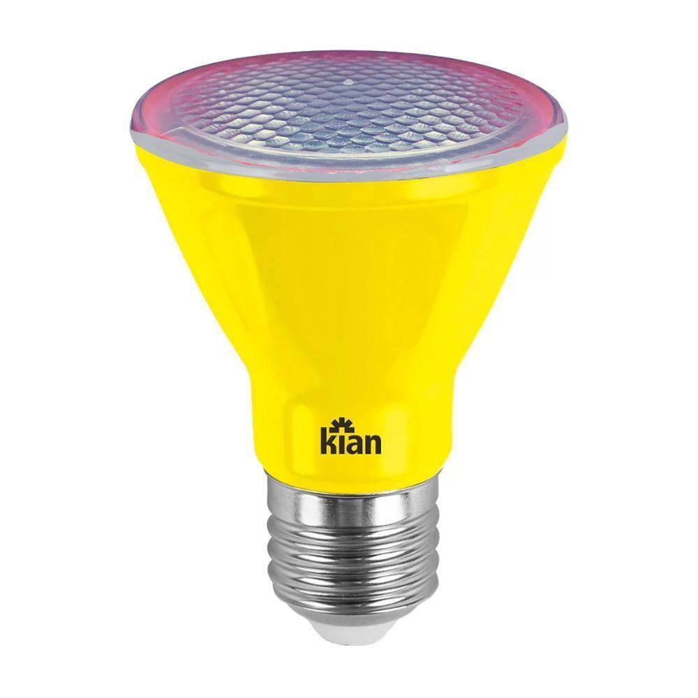 20Un Lampada Led Decorativa Par20 6W Amarelo Bivolt E27 Kian
