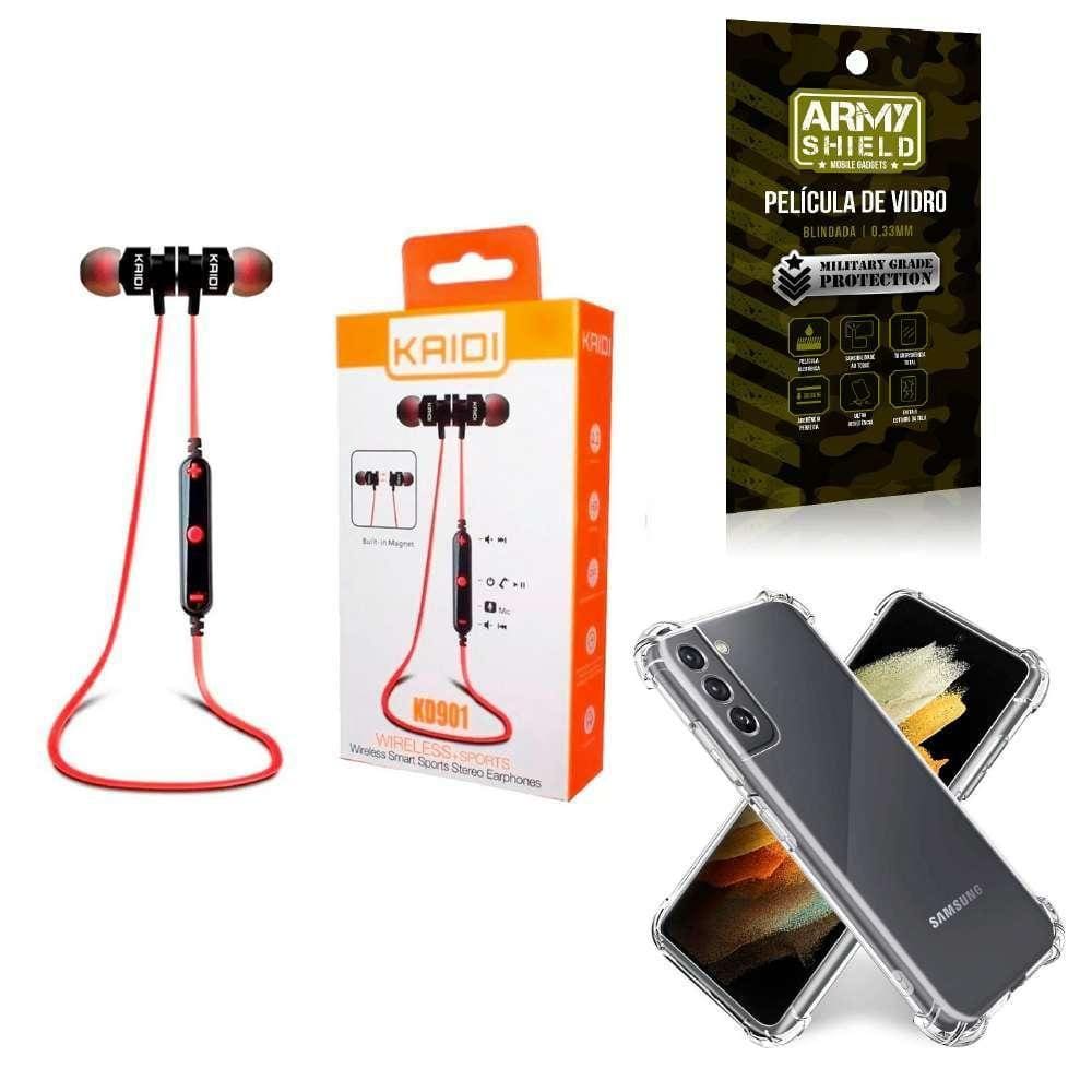 Capa Samsung S21 Plus + Fone Esportivo E Película De Vidro