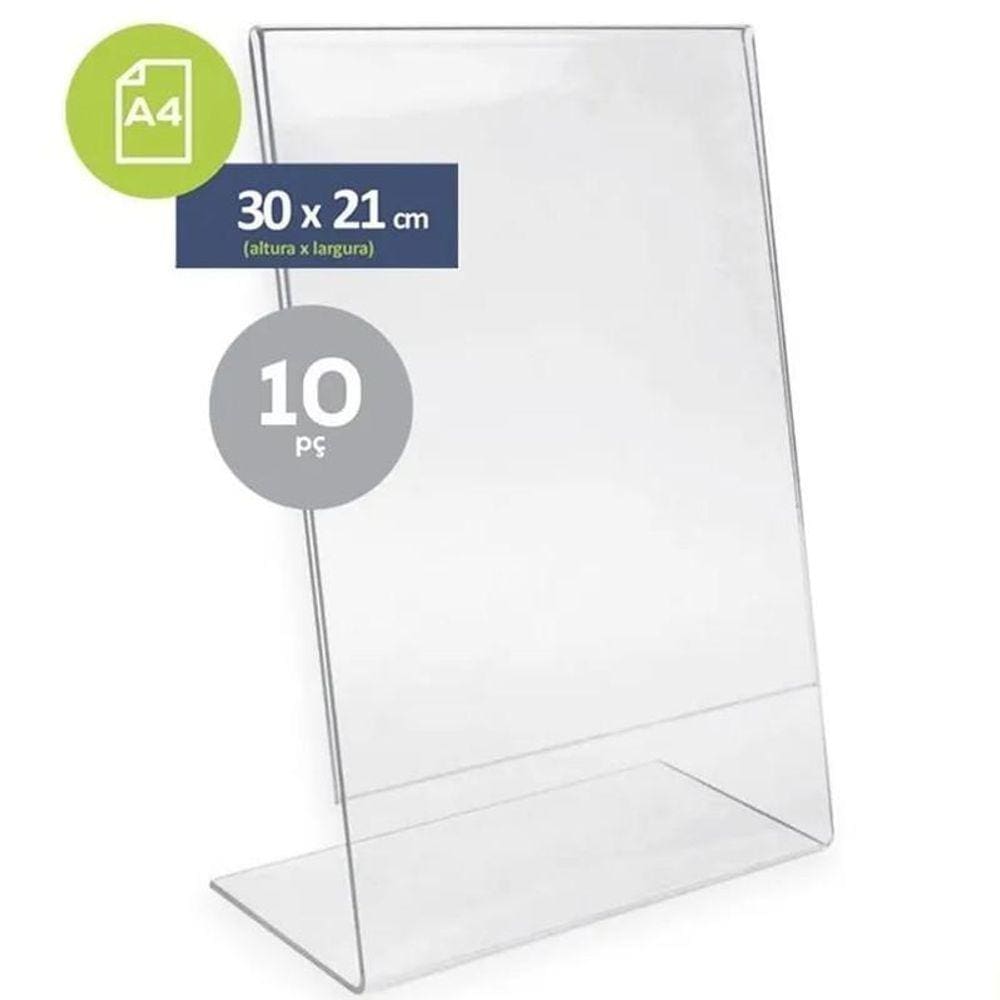 Kit 10 Display Acrílico Expositores Folheto A4 Mesa Vertical