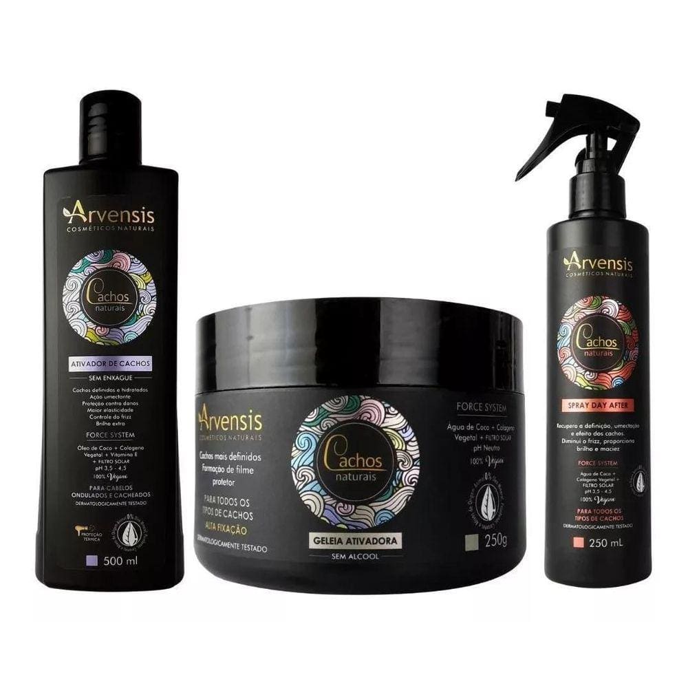 Kit Arvensis Cachos Ativador Ondulado Geleia Alta Day After