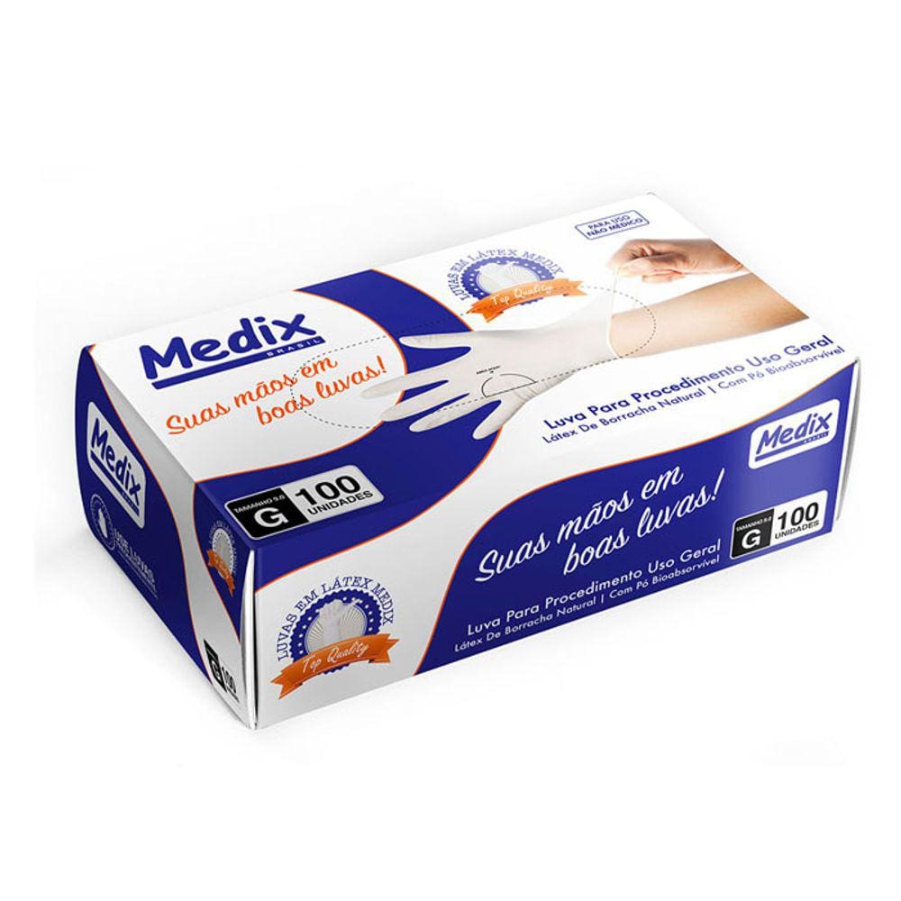Luva de Latex P com pó Medix cartucho com 100 unid