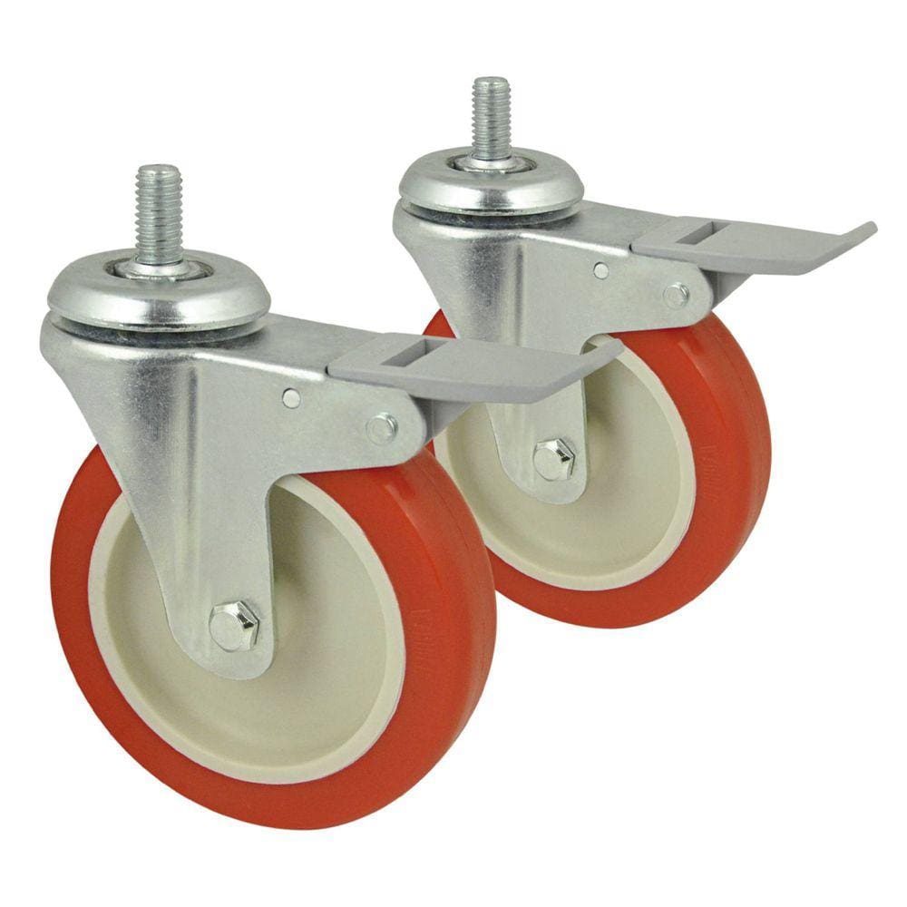 Kit Rodizio Industrial CI125 PU Laranja com Trava